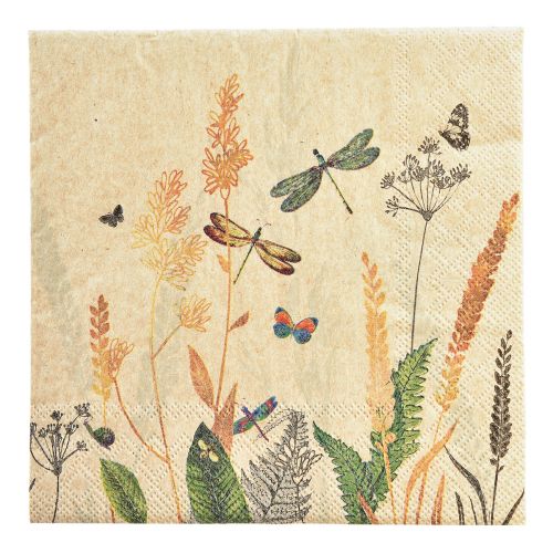 Floristik24 Napkins Summer Meadow Dragonflies Flowers 33x33cm 20 pcs