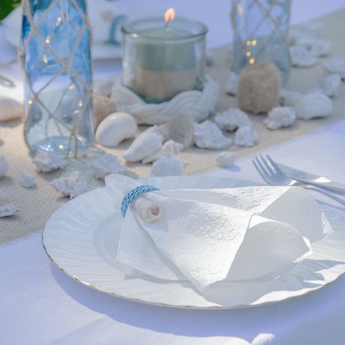 Napkins White Table Decoration Embossed Pattern 33x33cm 15 pcs