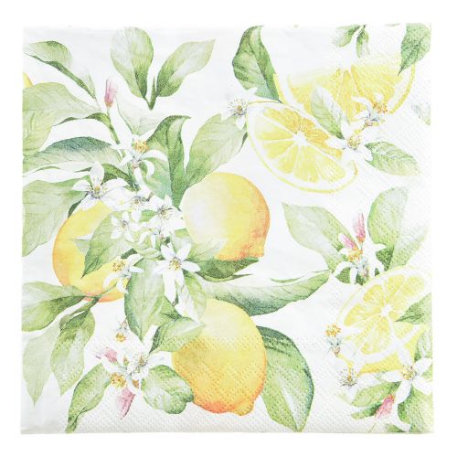 Napkins white with lemons summer decoration 33x33cm 20 pcs