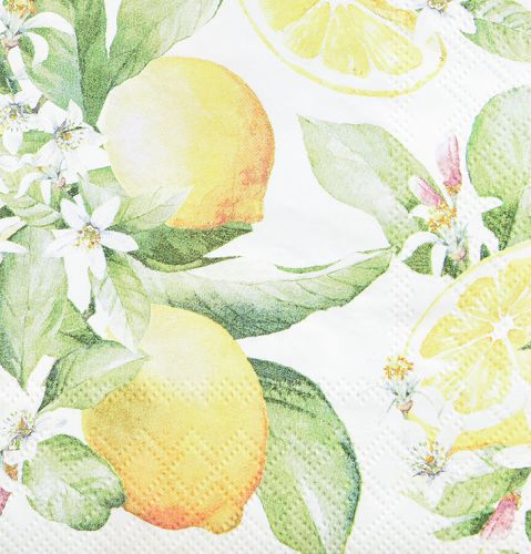 Floristik24 Napkins white with lemons summer decoration 33x33cm 20 pcs
