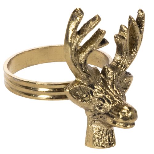 Metal napkin ring with deer head in gold look, 6cm, 4 pieces buy online | Floristik24.ie