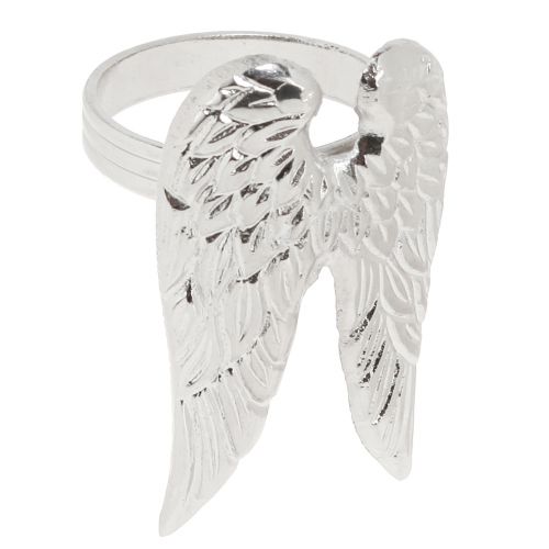 Floristik24 Napkin rings angel wings table decoration silver 6.5cm Ø4cm 4 pcs