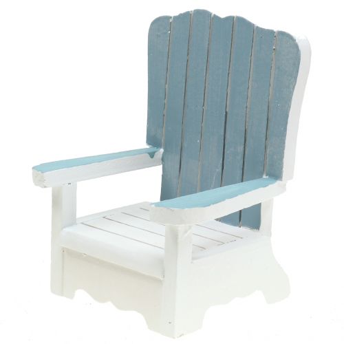 Decorative chair made of wood white-turquoise-gray H16cm