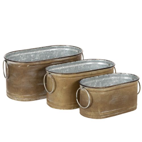 Floristik24 Set of metal plant pots and tubs, vintage retro style, L22.5cm/27cm/31cm
