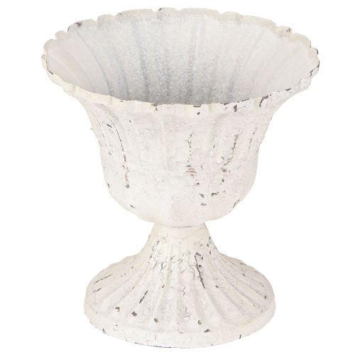 Floristik24 Shabby Chic Decoration Metal Cup White Ø12cm H12cm