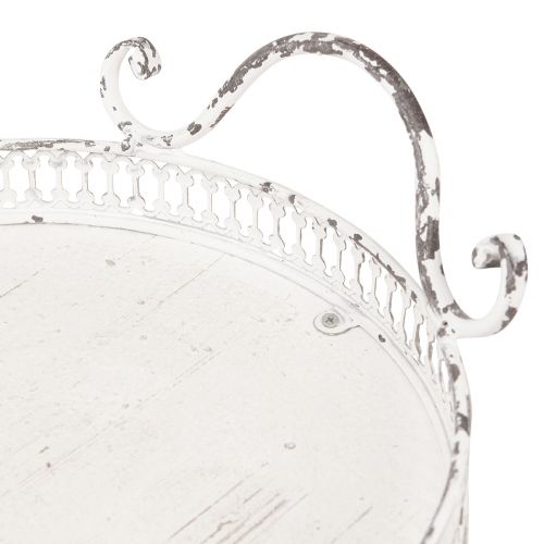 Floristik24 Shabby Chic tray oval with handles white 36/45cm set of 2