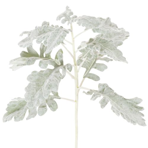 Artificial Senecio branch, silver leaf, intricately crafted, 45cm, 3 pieces