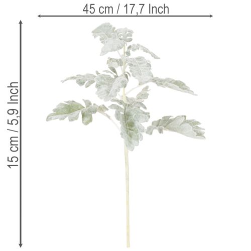 Artificial Senecio branch, silver leaf, intricately crafted, 45cm, 3 pieces | Floristik24.ie