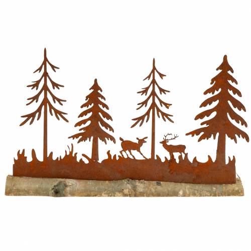 Floristik24 Forest silhouette with animals patina on wooden base 30cm x 19cm