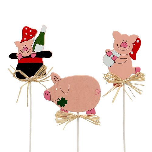 Floristik24 New Year&#39;s Eve decoration lucky pig plug 7cm 12pcs
