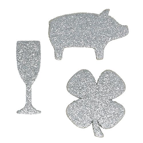 Floristik24 New Year&#39;s Eve decoration mix silver with mica 4cm - 5cm 24pcs