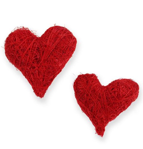 Floristik24 Sisal hearts 5-6 cm red 24 pcs