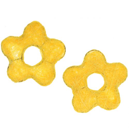 Floristik24 Sisal flower yellow Ø7.5cm 25pcs