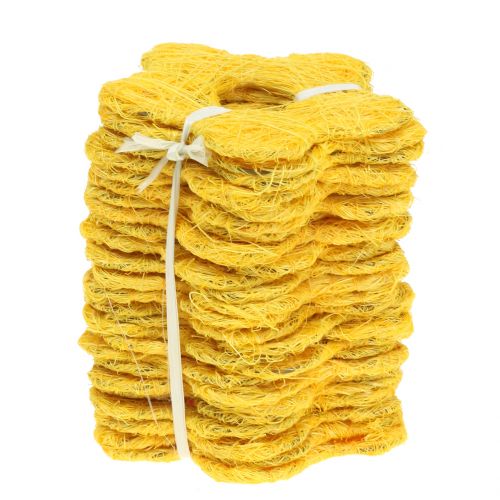 Floristik24 Sisal flower yellow Ø7.5cm 25pcs