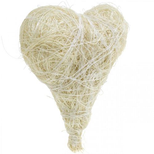 Product Sisal hearts decorative hearts bleached cream white H7.5–9cm 16 pcs