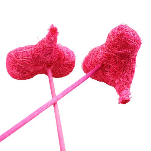 Floristik24 Sisal hearts on a stick pink 8cm L25cm 24pcs
