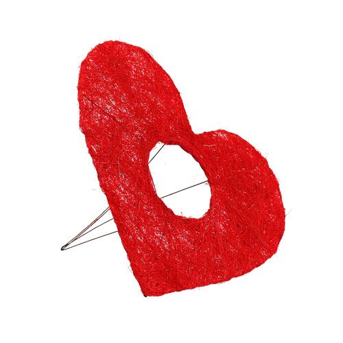 Floristik24 Sisal heart cuff red 15cm 10 pcs.