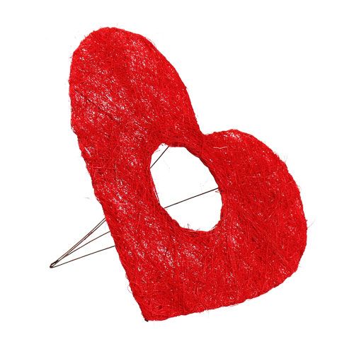 Floristik24 Sisal heart cuff 20cm red heart sisal flower decoration 10 pcs