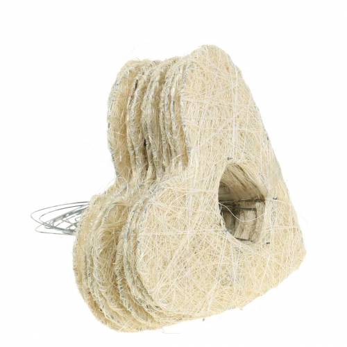 Floristik24 Sisal Cuff Heart Bleached 16cm 10 Pcs
