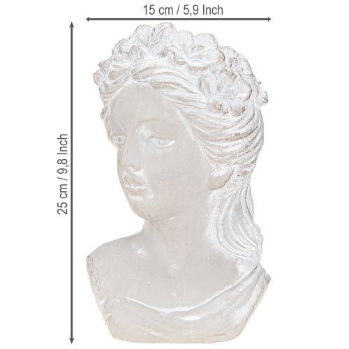 Product Sculpture female bust cast stone planter grey antique 15×14×25cm