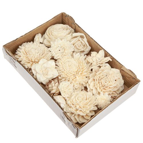 Product Sola Flowers Wooden Wooden Flowers Decoration Mix Cream 6-11cm 12-15 pcs