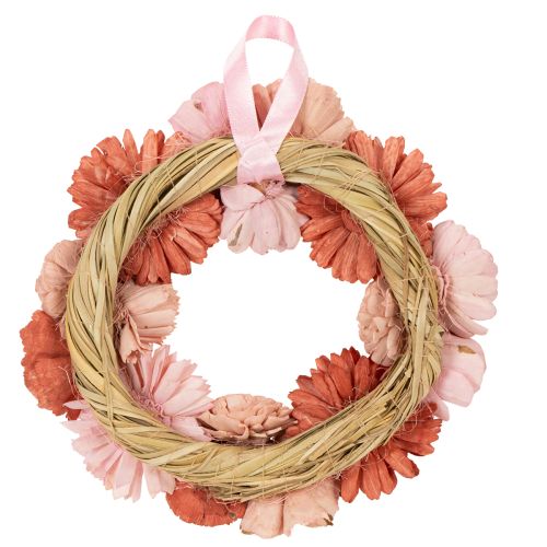 Product Hanging floral wreath with pink blossoms for stylish decoration of living space, 25cm