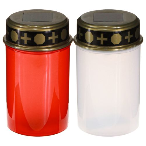 Solar grave lights LED in red white gold Ø6.5cm H12cm
