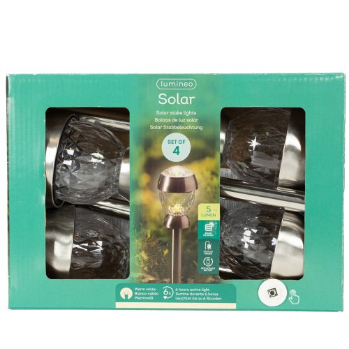 Set of 4 Solar Garden Globe Lights with Ground Spike, 36cm | Floristik24.ie