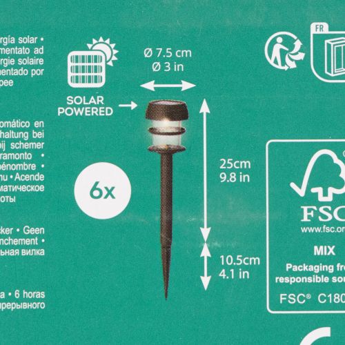 Solar garden lights with ground spike, outdoor lamps for garden paths, 35cm, 6 pieces | Floristik24.ie