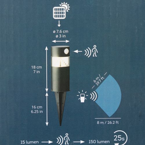 Solar garden light with motion sensor, LED, 34 cm | Floristik24.ie