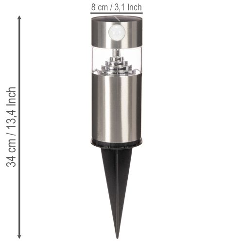 Solar garden light with ground spike and LED lighting, 34 cm | Floristik24.ie