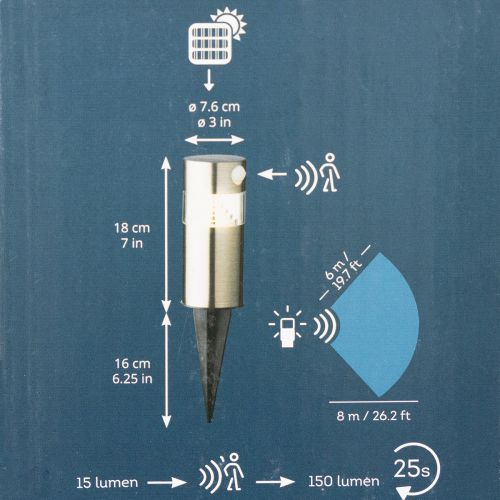 Solar garden light with ground spike and LED lighting, 34 cm | Floristik24.ie