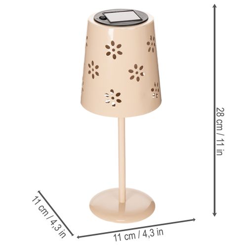 Product Table lamp with floral pattern, solar powered, for romantic garden lighting, 28cm