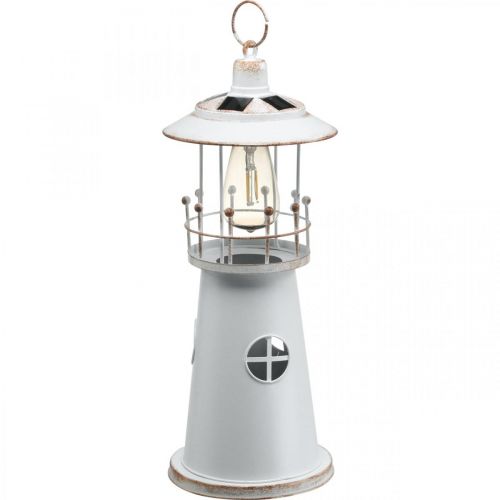 Lighthouse with lighting, solar light, warm white, maritime garden decoration H47cm Ø18cm