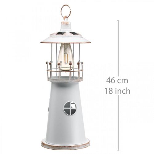 Floristik24 Lighthouse with lighting, solar light, warm white, maritime garden decoration H47cm Ø18cm