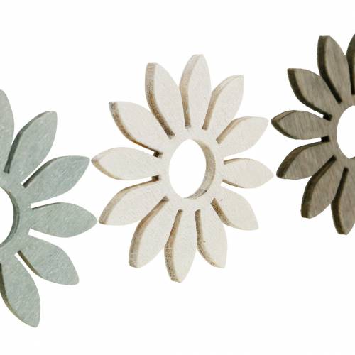 Product Summer flowers wooden decoration flowers brown, light grey, white scattered decoration 72 pieces