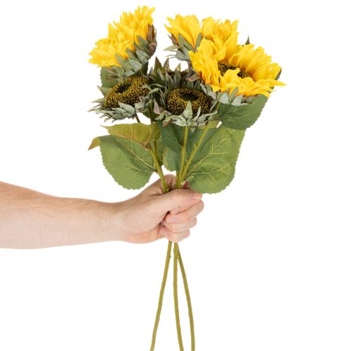Product Artificial sunflower with realistic leaves and blossoms, 58cm, 3 pieces