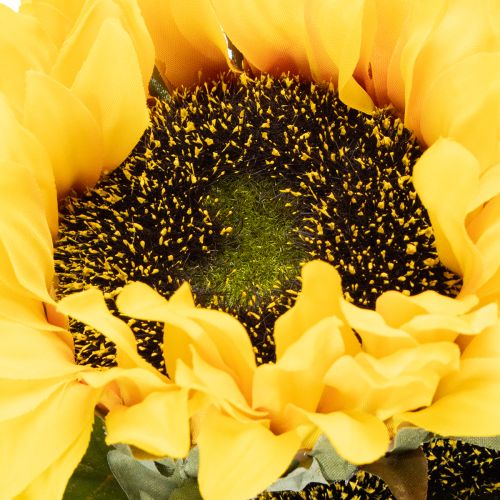 Artificial sunflower with realistic leaves and blossoms, 58cm, 3 pieces | Floristik24.ie