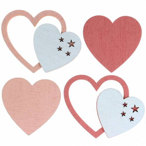 Scatter decoration hearts pink/white 24 pcs