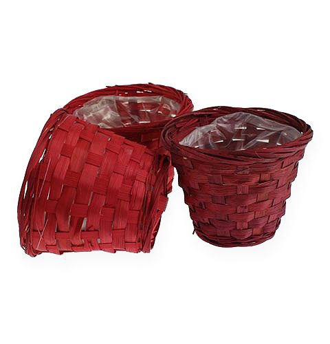 Floristik24 Chip basket dark and light red Ø12cm 10pcs