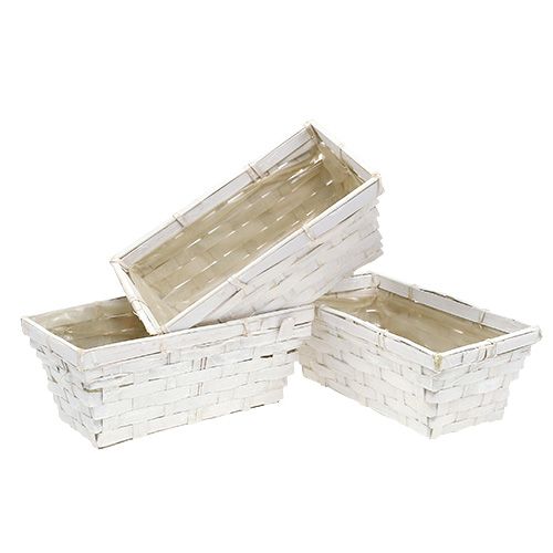 Floristik24 Chip basket set square whitened 20cm x 11cm 8 pcs