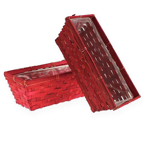 Floristik24 Chip basket set square red 25x12x9cm 10pcs