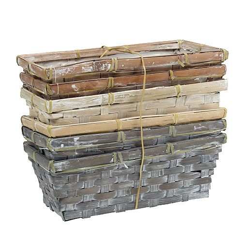 Floristik24 Chip basket set plant basket white/grey/brown 6 pcs. 25/12cm