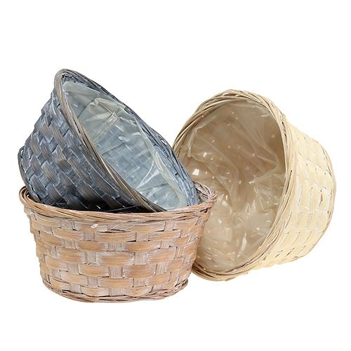 Floristik24 Chipboard bowl round plant basket Ø20cm white/grey/brown 8 pcs