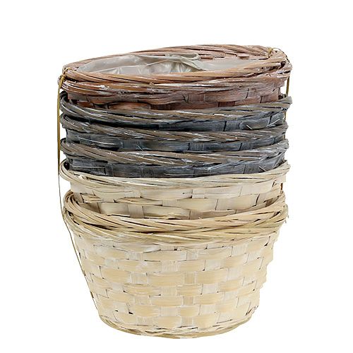 Floristik24 Chipboard bowl round plant basket Ø20cm white/grey/brown 8 pcs
