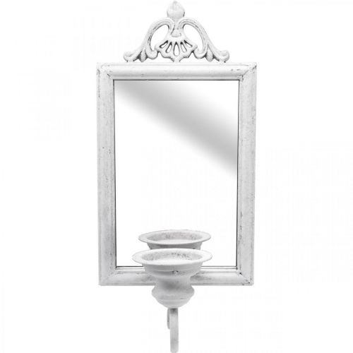 Floristik24 Mirror Antique Effect with Candle Holder White Metal Shabby H50cm