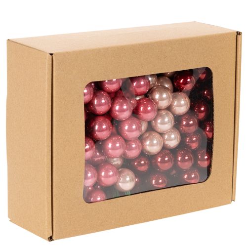 Christmas baubles on wire, set mini shiny mirrored berries, 20mm, 140 pieces | Floristik24.ie