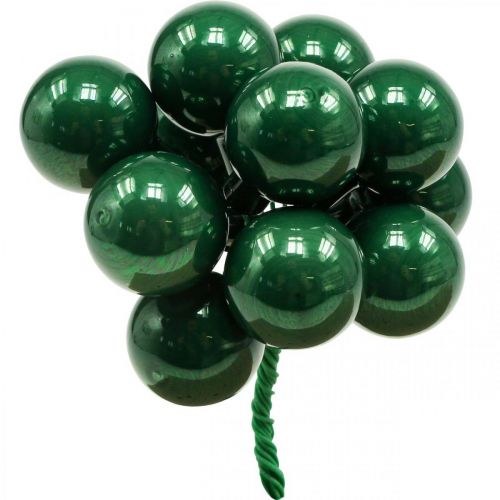 Product Mini Christmas balls on wire Ø25mm glass green 140p