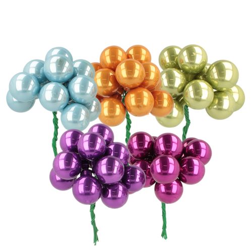 Mini Christmas baubles on wire, colorful mirrored berries, 25mm, 140 pieces buy online | Floristik24.ie