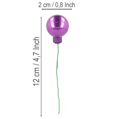 Mini Christmas baubles on wire, colorful mirrored berries, 25mm, 140 pieces | Floristik24.ie